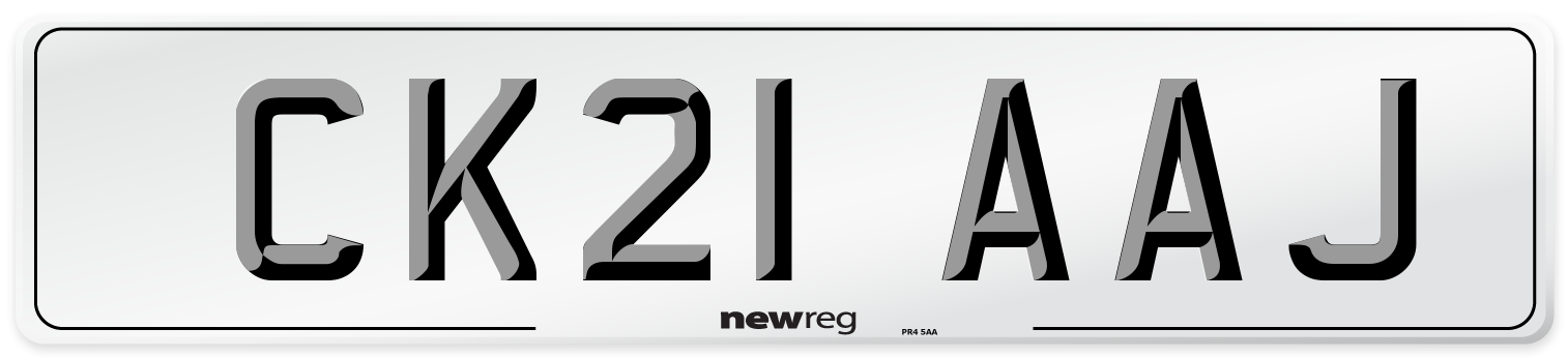 CK21 AAJ Number Plate from New Reg